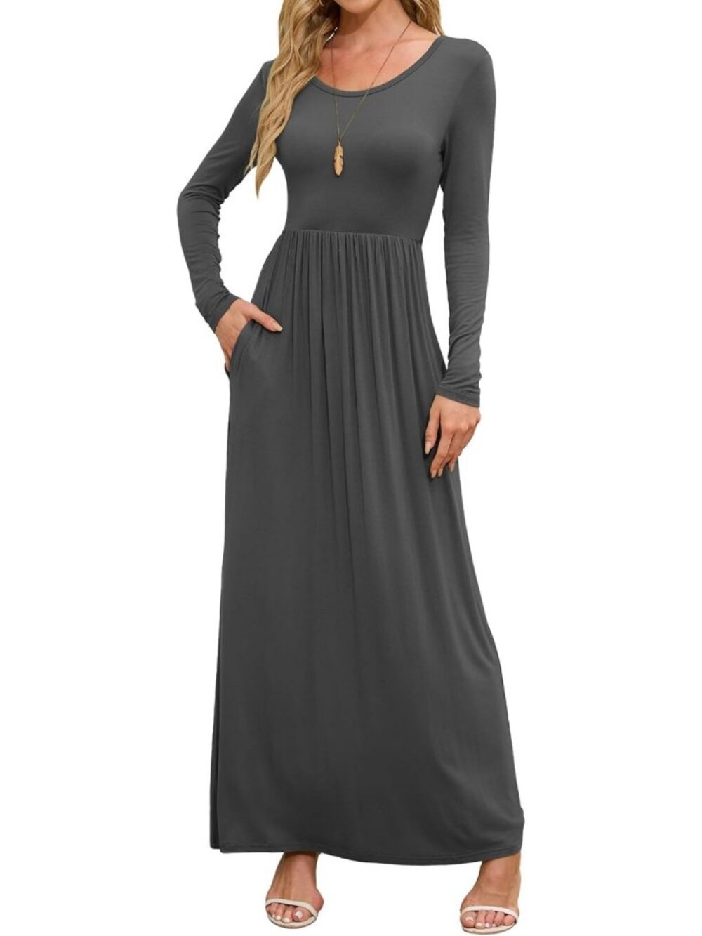 Chic Long Sleeve Maxi Dress with Empire Waist | Elegant Casual Dress for Women